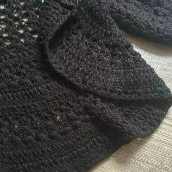 🔥Iris Setlakwe🔥 | Black wool blend chunky knit cardigan quarter sleeve - Picture 5 of 12